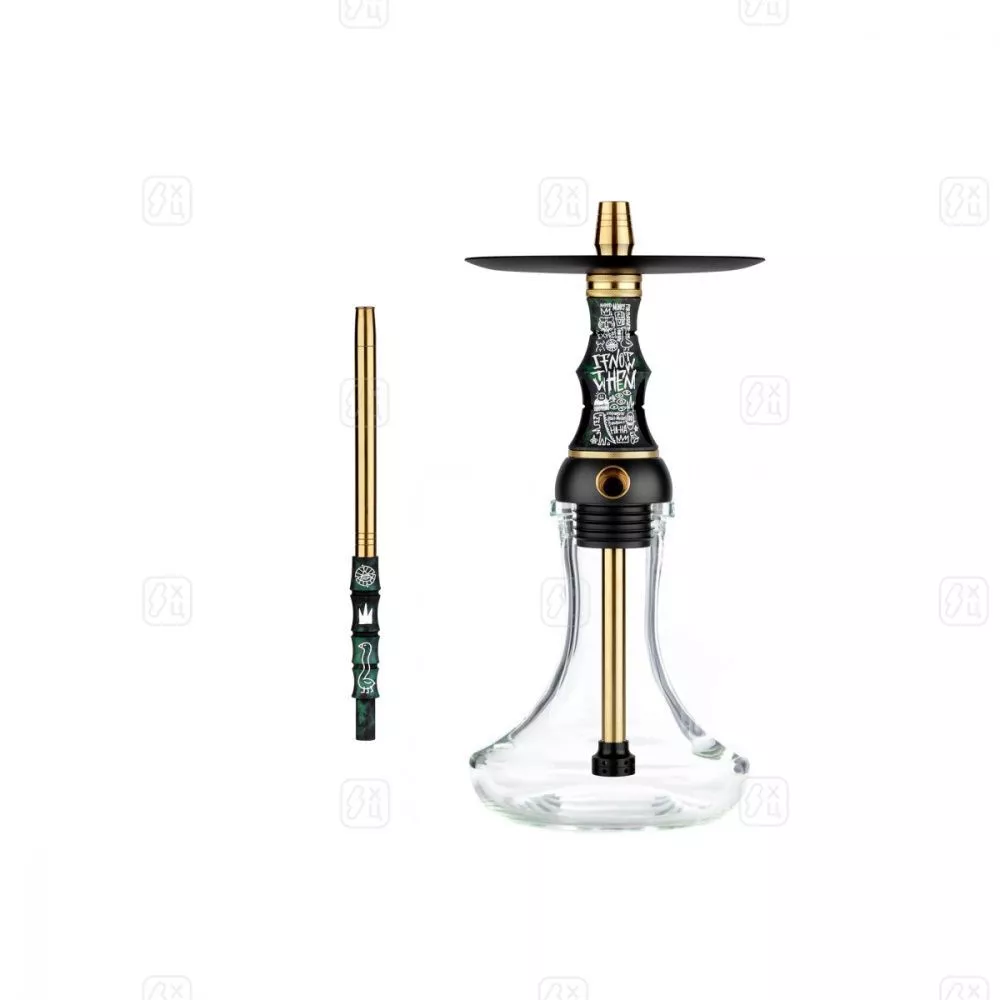 Кальян_Alpha_Hookah_BEAT_VNDL_Green_+_Колба_CRAFT_MINI_Прозрачная