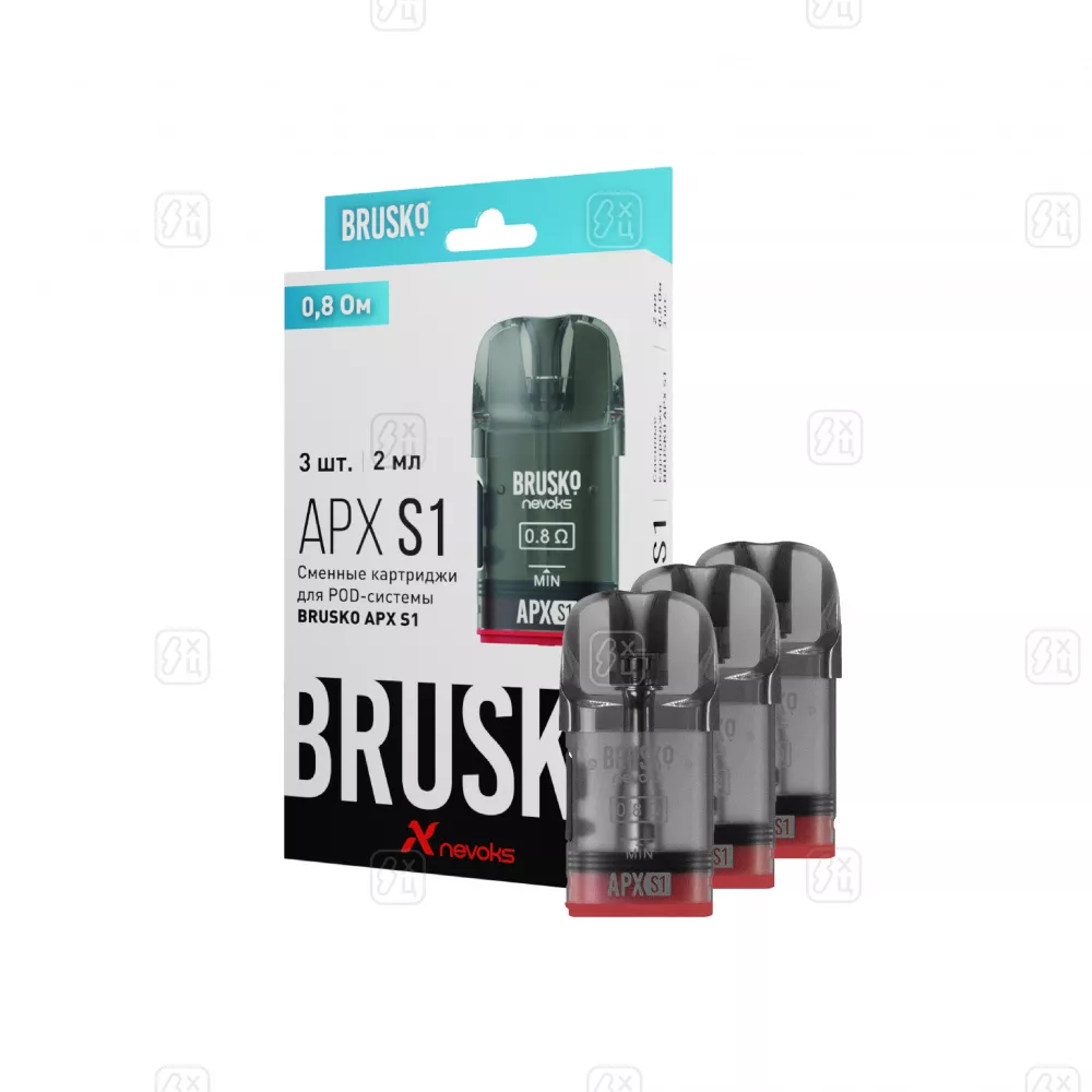 120_Сменные_картриджи_BRUSKO_APX_S1,_0_8_Ом,_2_мл_,_упак_3_шт_