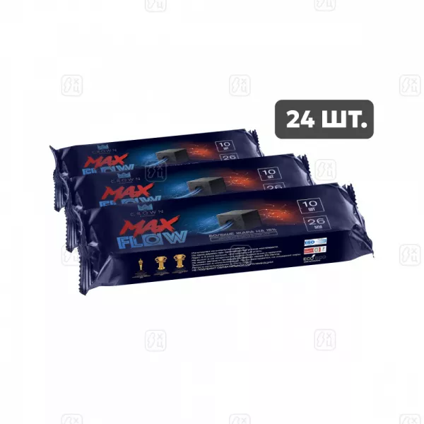 Уголь_Сrown_MaxFlow_в_Шоубоксе_4кг,_24_пач_по_10шт_