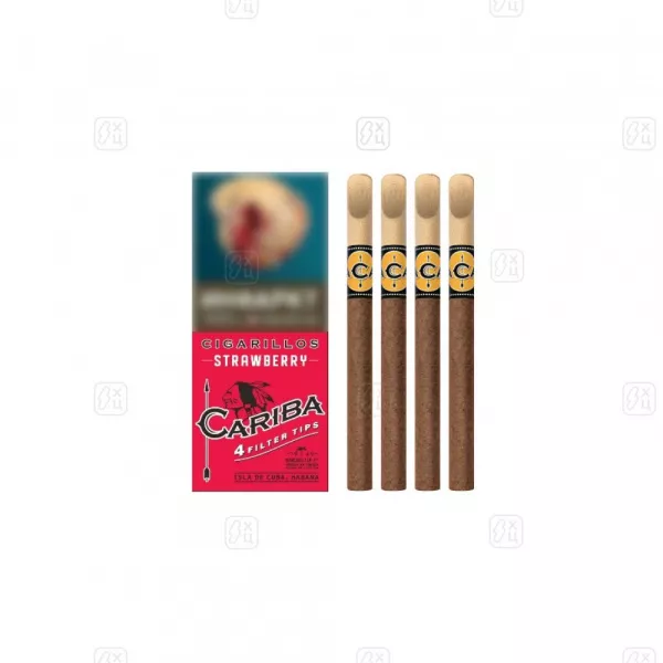 135_Сигариллы_c_деревянным_мундштуком_CARIBA_Strawberry_пачка_4шт